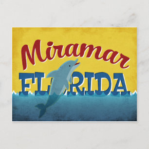 Carte Postale Miramar Florida Dolphin Retro Vintage voyage