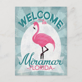 Carte Postale Miramar Florida Flamant rose rose Rétro