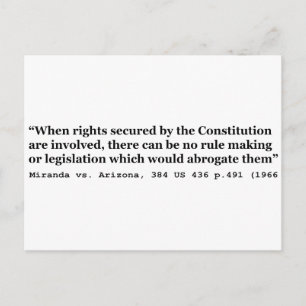 Carte Postale Miranda vs Arizona 384 US 436 p 491 1966
