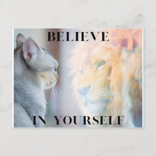 Carte Postale Miroir Kitten & Lion Croyez en vous-même