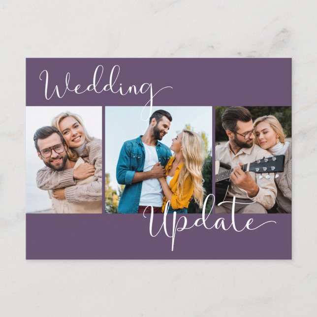 Carte Postale Mise à jour du mariage 3 Photo Purple Postponction (Devant)