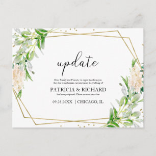 Carte Postale Mise à jour Élégante Mariage Vert Nouvelle Date