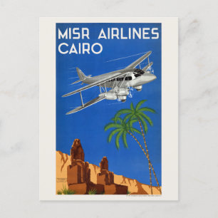 Carte Postale MISR Airlines Le Caire Egypte Poster vintage 1935