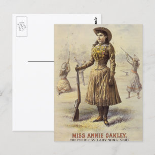 Carte Postale Miss Annie Oakley vintage, cowgirl western