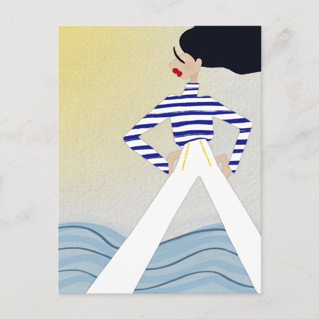 Carte Postale Miss Captain Marin Mode Illustration d'Art (Devant)