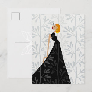 Carte Postale Miss Divine Ludivine Élégant Glamour Mode Art
