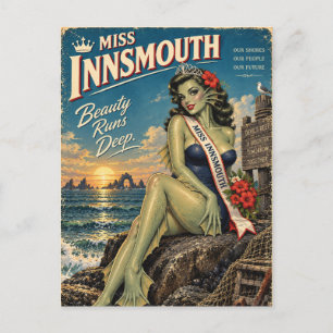 Carte Postale Miss Innsmouth – La Beauté est Profonde   Vintage 