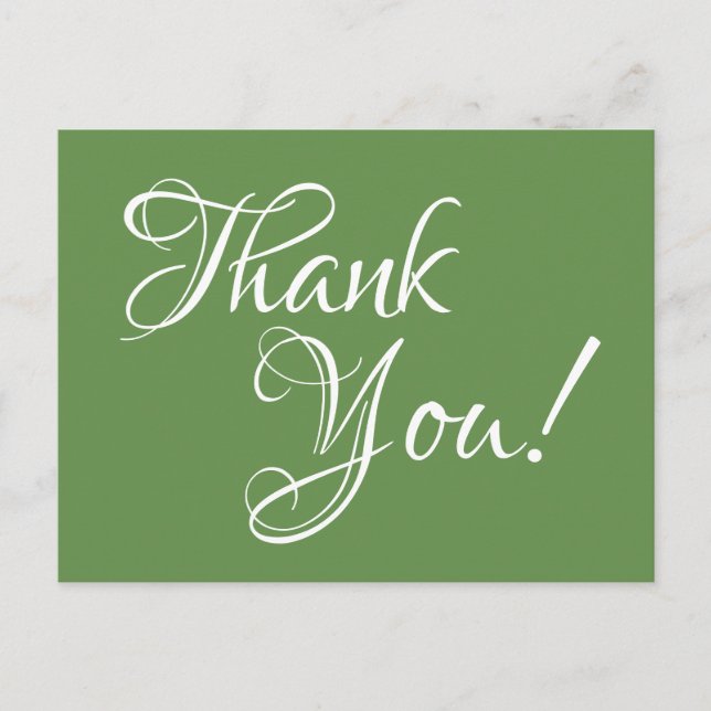 Carte Postale Miss Merci de calligraphie verte et blanche (Devant)