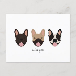 Carte Postale Miss You French Buldogs