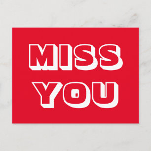 Carte Postale Miss You, Rouge blanc moderne audacieux