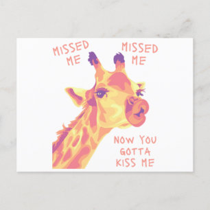 Carte Postale Missed Me Giraffe Kiss
