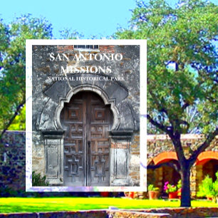 Carte Postale Mission Espada Church Door, San Antonio Missions