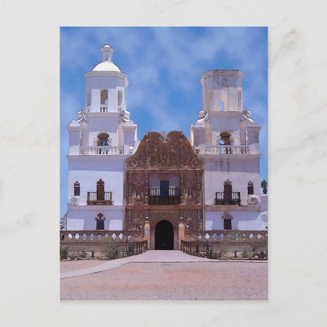 Carte Postale Mission San Xavier del Bac - Tucson, AZ (Devant)