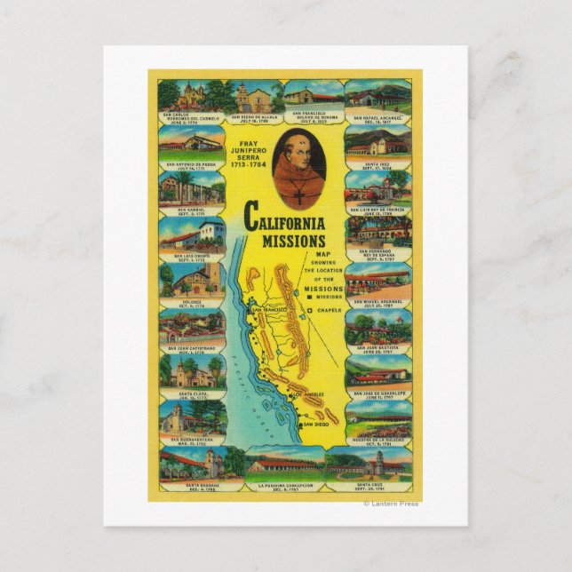 Carte Postale Missions espagnoles de Californie (Devant)