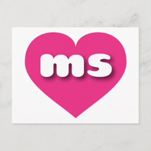 Carte Postale Mississippi coeur rose chaud - I love ms