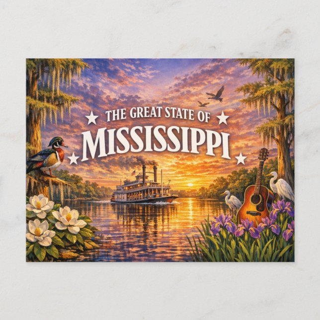 Carte Postale Mississippi Greetings Postcard  (Devant)