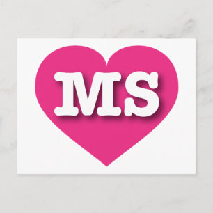 Carte Postale Mississippi Hot Pink Heart - J'aime MS