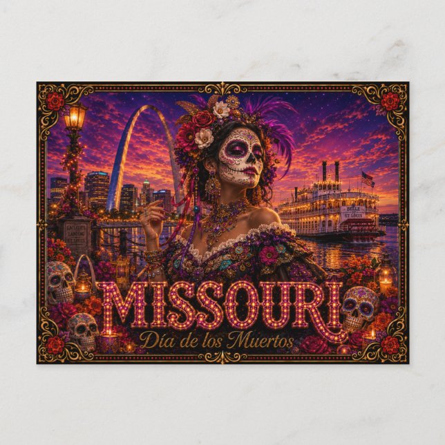 Carte Postale Missouri Día de los Muertos Rétro (Devant)