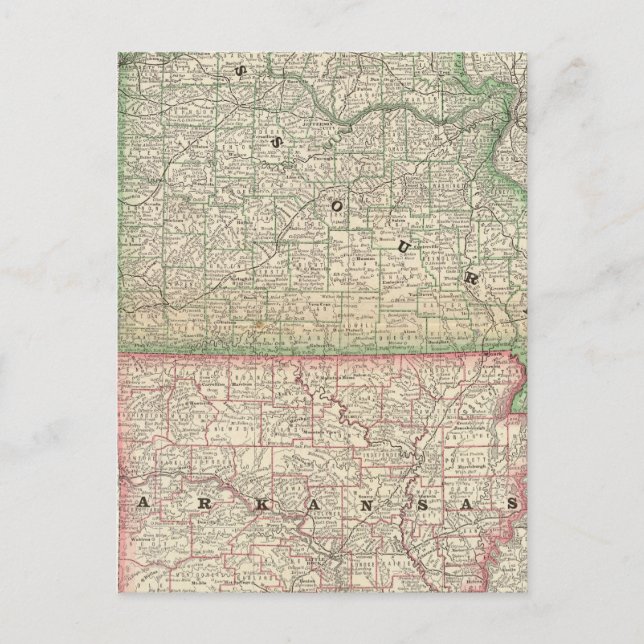 Carte Postale Missouri et Arkansas (Devant)