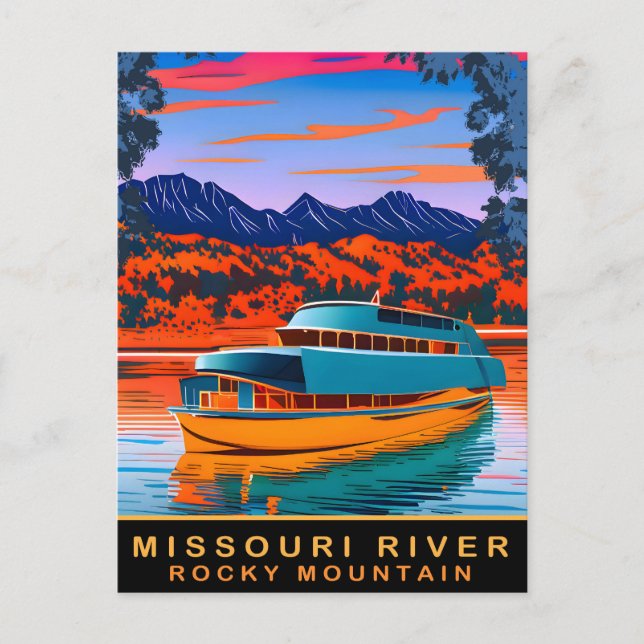 Carte Postale Missouri River, Rocky Mountain, Voyage (Devant)