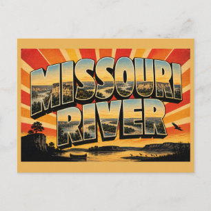 Carte Postale Missouri River SD Falaises Forêt de peupliers Art