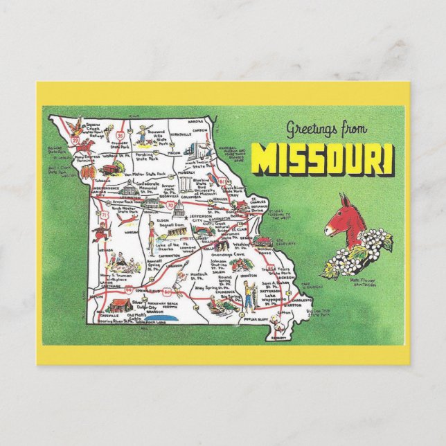 Carte postale Missouri State Map (Devant)