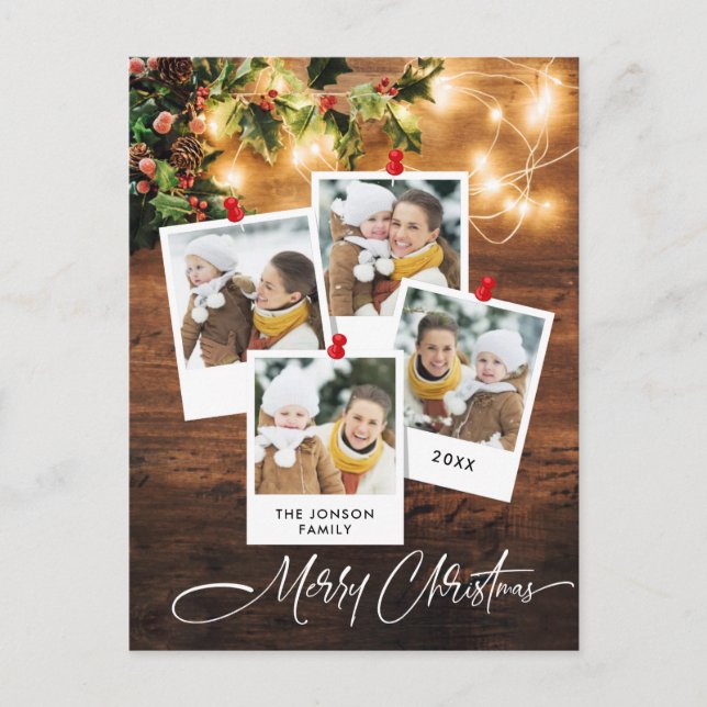 Carte Postale Mistletoe Rustic Christmas Photo Holiday Salutatio (Devant)