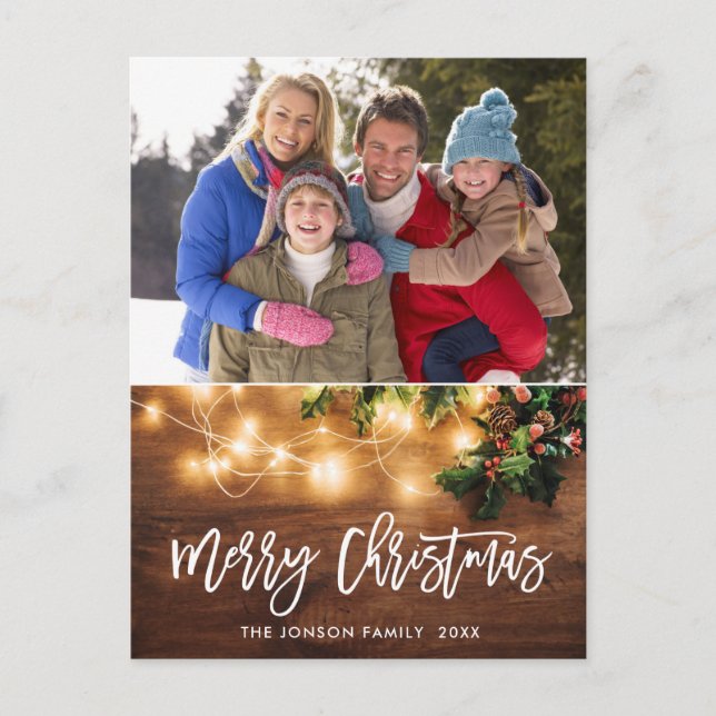 Carte Postale Mistletoe Rustic Christmas Photo Holiday Salutatio (Devant)