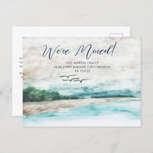 Carte Postale Misty Aquarelle Paysage Nous Avons Déménagé