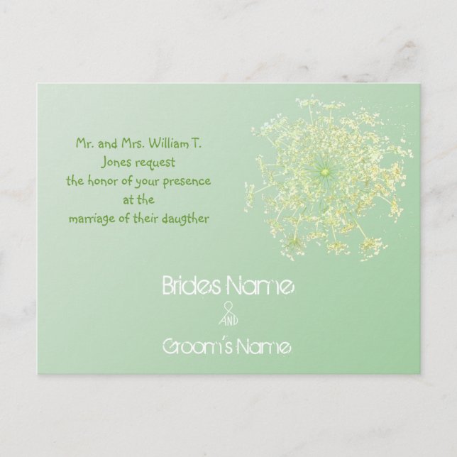 Carte Postale Misty Green Queen's Lace Wedding Invitation (Devant)