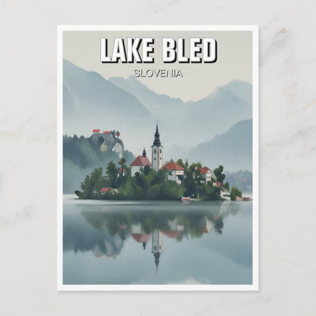 Carte Postale Misty Lake Bled Slovénie (Devant)