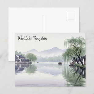 Carte Postale Misty Morning Hangzhou West Lake Hangzhou