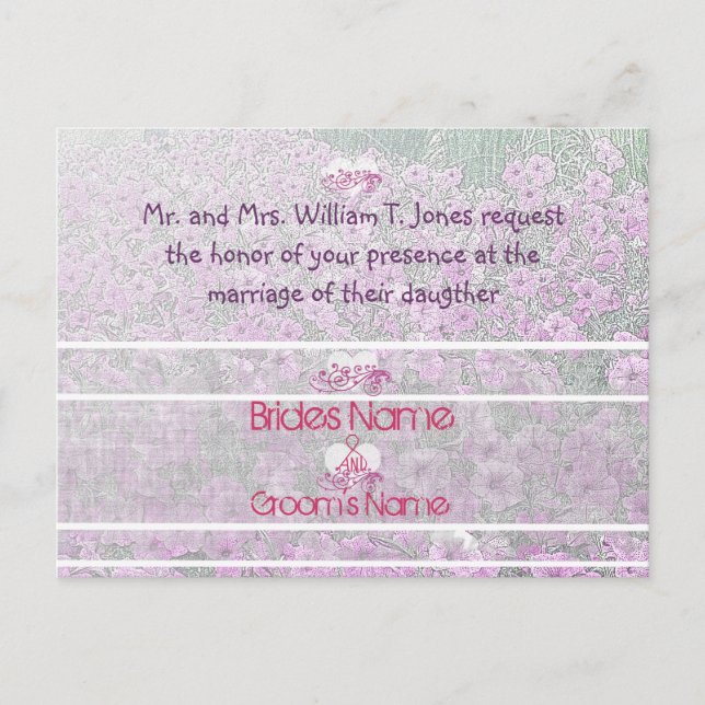Carte Postale Misty Purple Petunias Mariage Invitation (Devant)
