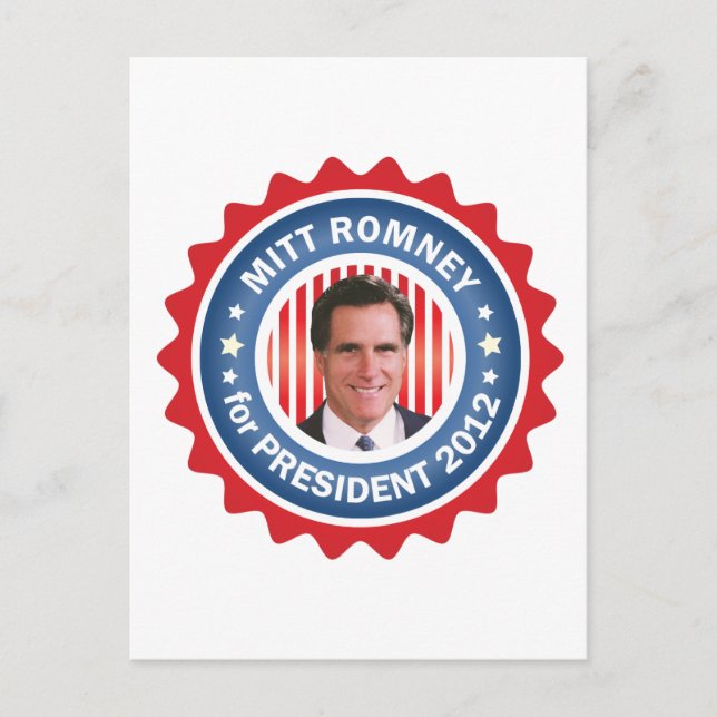 Carte Postale Mitt Romney 2012 pour le président américain (Devant)