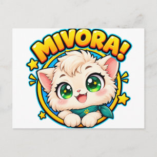 Carte Postale Mivora Cute Anime Chat avec Étoiles Brillantes