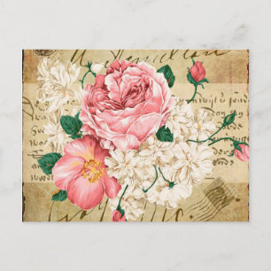 Carte Postale Mixed Vintage floral cute postcard