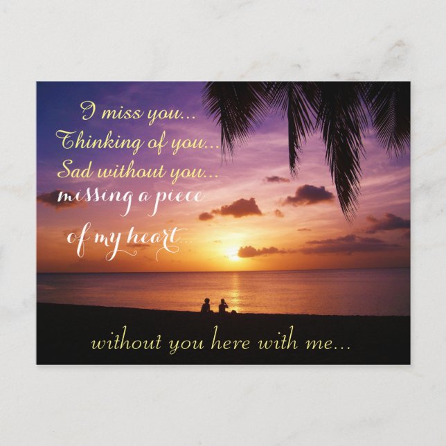 Carte Postale Mlle Missing Sad Lonely Heart brisé (Devant)