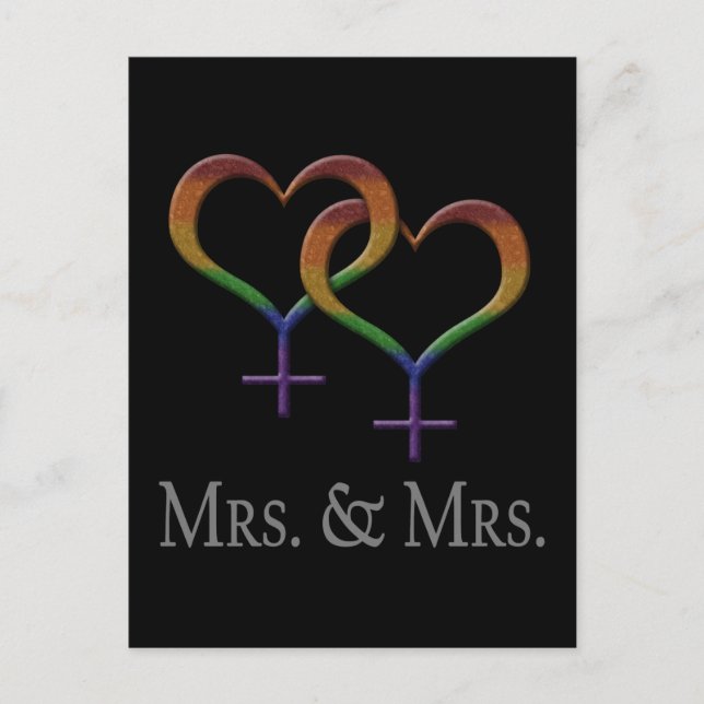 Carte Postale Mme et Mme Lesbian Pride Symboles Arc-en-ciel (Devant)