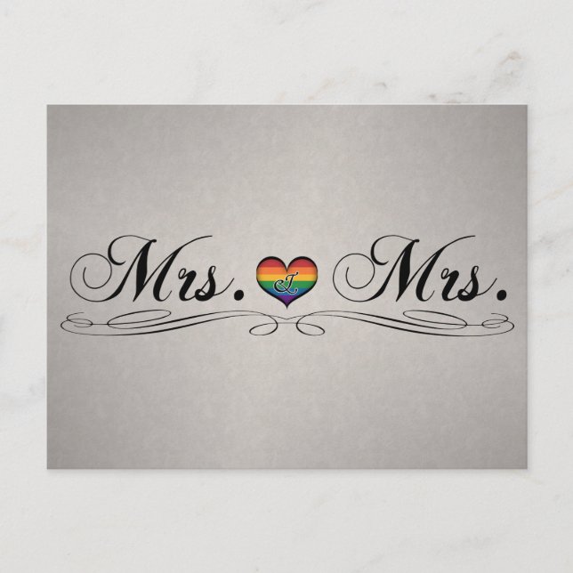 Carte Postale Mme et Mme Lesbian Pride Typographie Design (Devant)