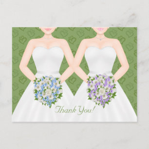 Carte Postale Mme et Mme Two Brides Lesbian Mariage Merci