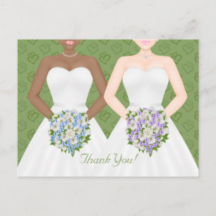 Carte Postale Mme et Mme Two Brides Lesbian Mariage Merci
