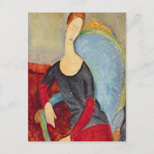 Carte Postale Mme Hebuterne dans une chaise bleue, 1918