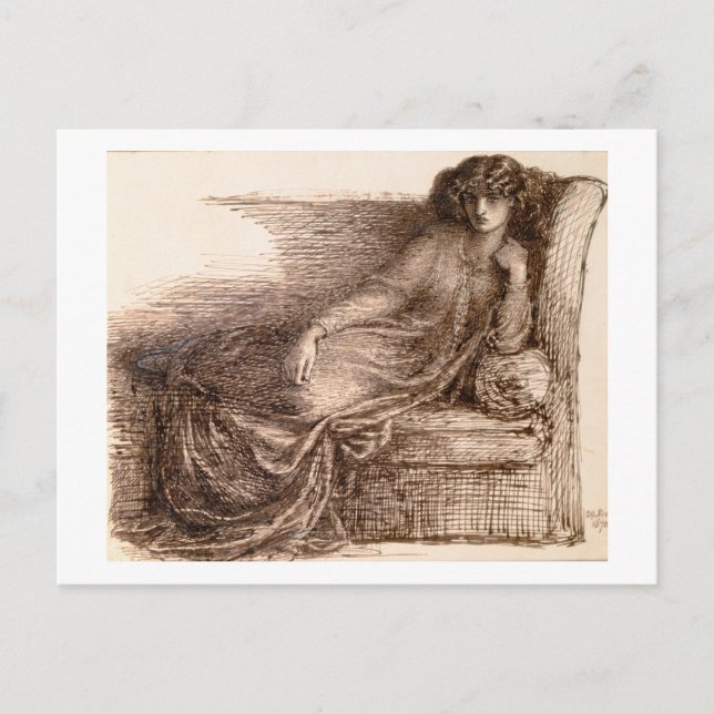 Carte Postale Mme Jane Morris Reclining on Sofa (Devant)