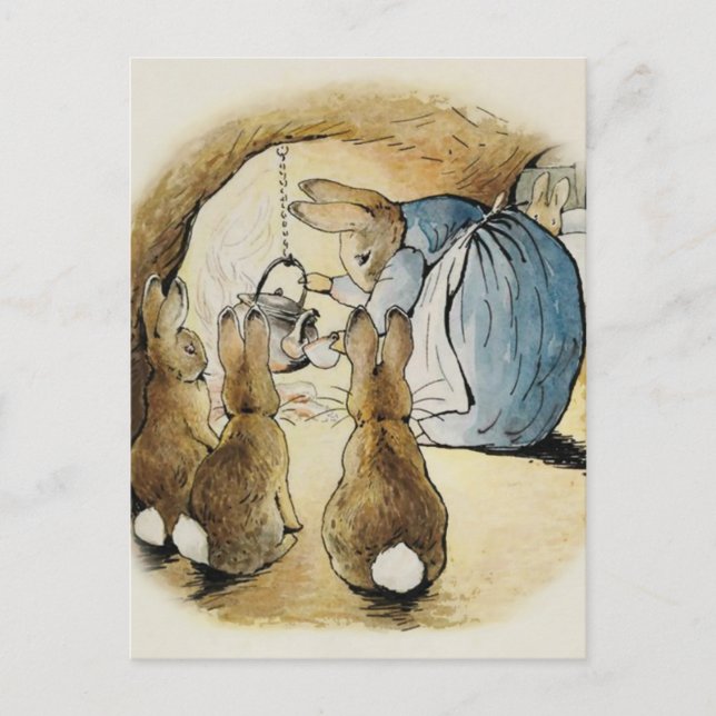 Carte Postale Mme Rabbit Pours Thé de Beatrix Potter (Devant)