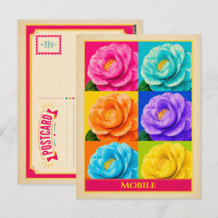 Carte postale mobile Alabama Camellia Fleur Vintag