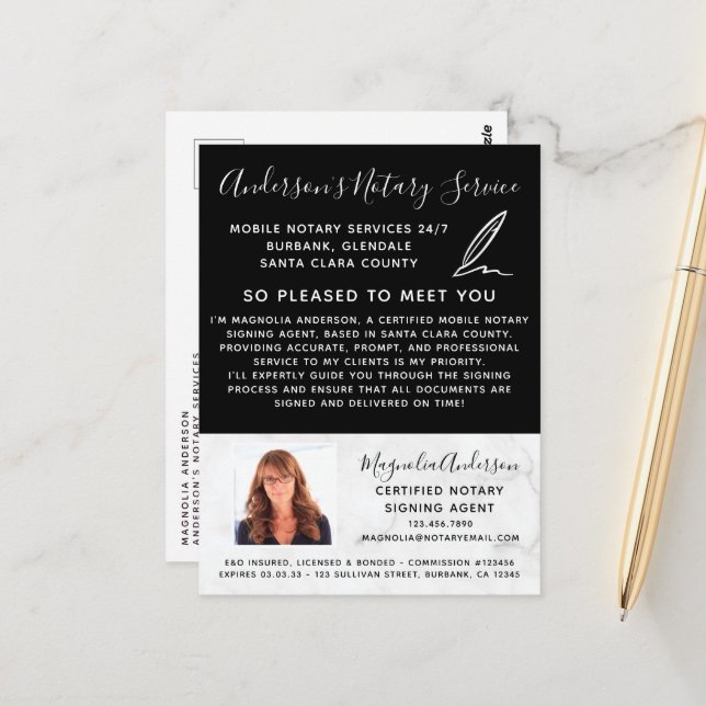 Carte Postale Mobile Noeud Service Marble Photo Marketing (Devant/Arrière en situation)