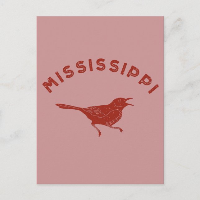 Carte Postale Mockingbird Mississippi State Bird Maroon (Devant)