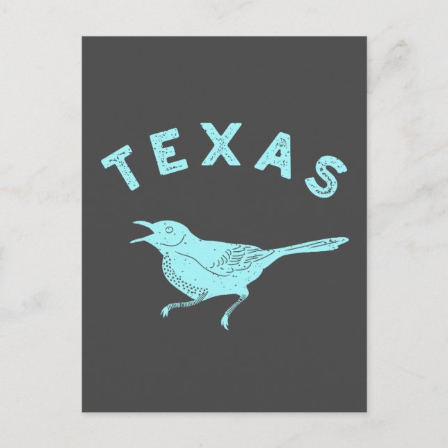 Carte Postale Mockingbird Texas State Bird Aqua Blue and Grey (Devant)