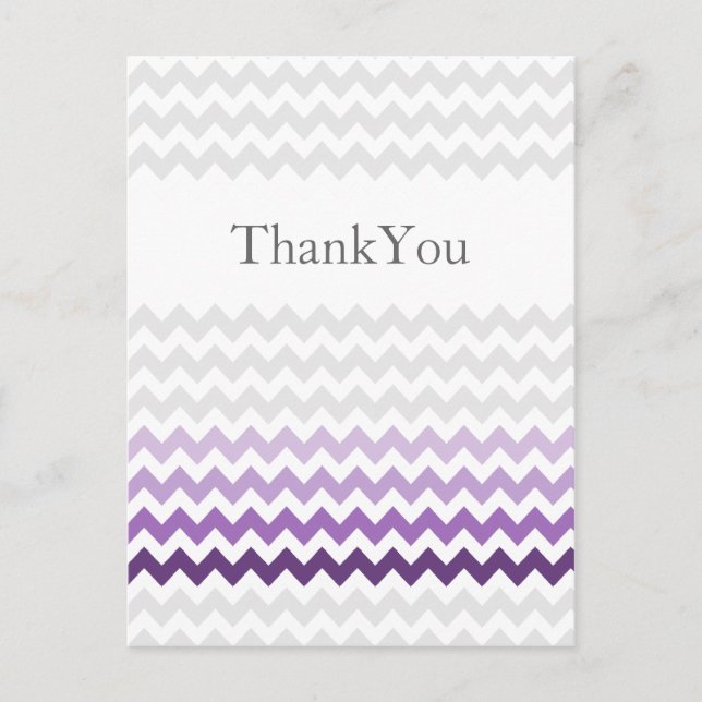Carte Postale Mod chevron violet Ombre mariage Merci (Devant)