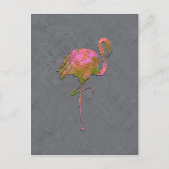 Carte Postale Mod Colorful Été Flamingo Chic Gris Moderne (Devant)